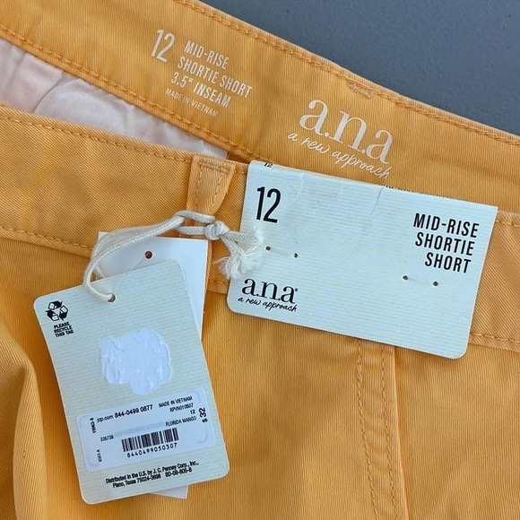 a.n.a Jean Shorts NWT Mid Rise Shortie Denim Florida Mango Yellow Size 12 - Picture 7 of 11